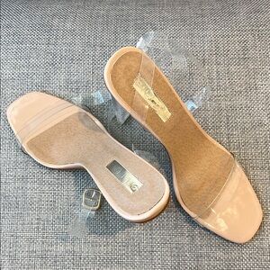 Billini Clear and Nude Slide Sandals